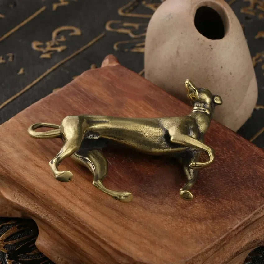 Vintage Brass Dog Figurine Miniature Desktop Decoration Animal Model Statue Home Craft Gift