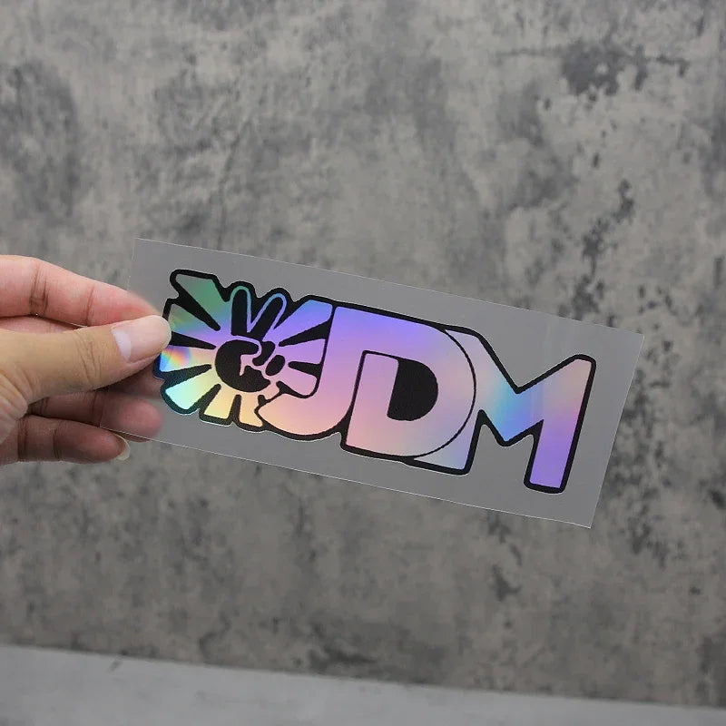 1PC JDM Car Stickers with Hand Gesture & Sunflower, Various Color Options, Perfect for Showcasing JDM Style on Vehicles