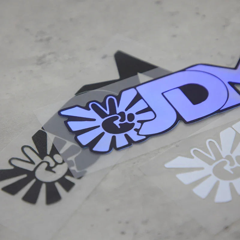 1PC JDM Car Stickers with Hand Gesture & Sunflower, Various Color Options, Perfect for Showcasing JDM Style on Vehicles