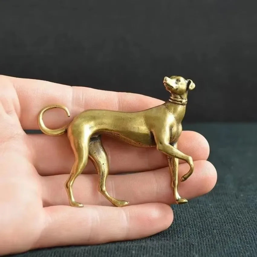 Vintage Brass Dog Figurine Miniature Desktop Decoration Animal Model Statue Home Craft Gift