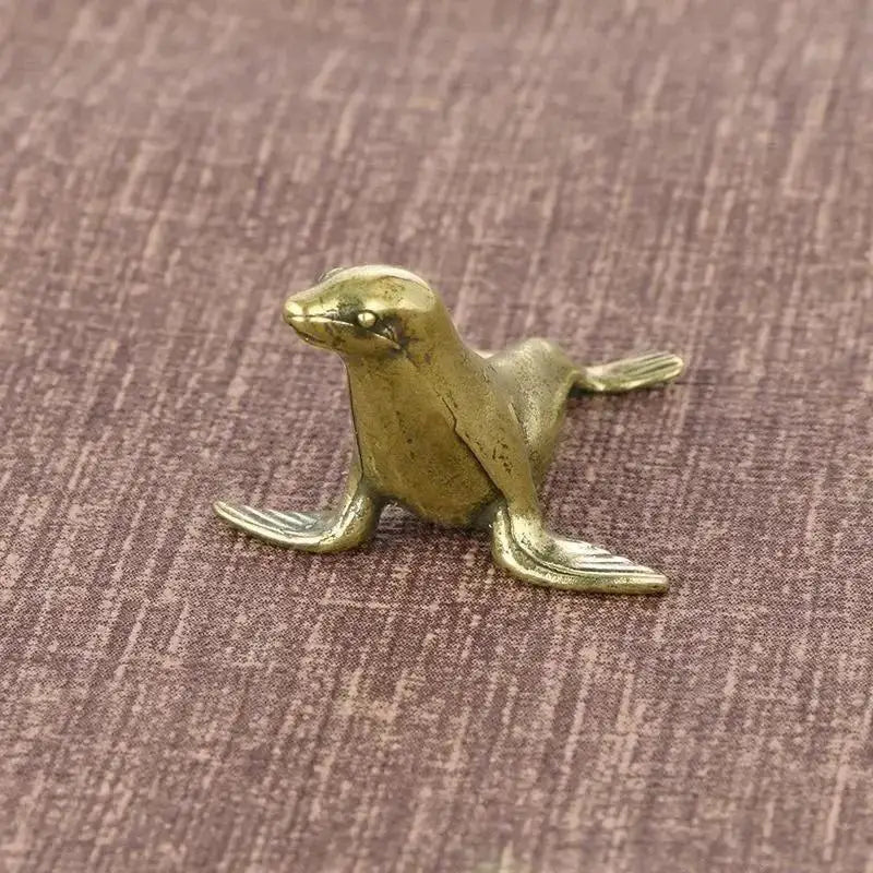 Sea Animal Seal Figurines Miniatures Retro Brass Office Desktop Crafts Ornament Gifts Home Decorations Living Room Accessories