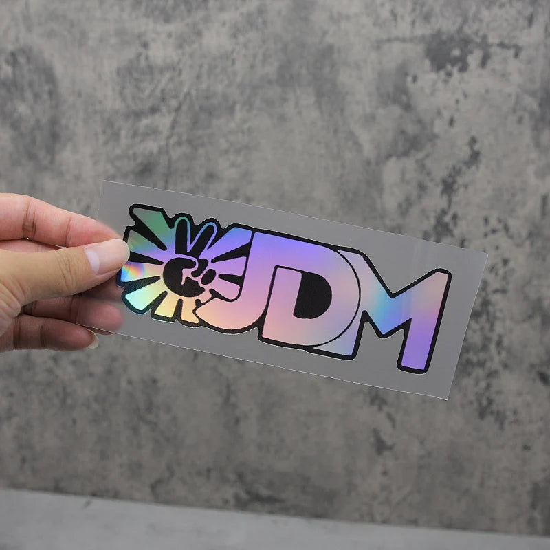 1PC JDM Car Stickers with Hand Gesture & Sunflower, Various Color Options, Perfect for Showcasing JDM Style on Vehicles